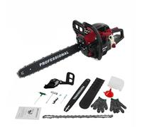 Motosierra de gasolina 58cc, práctica sierra de madera para trabajos en el jardín y construcción, 4.5 CV 2400W, hoja de sierra de 50cm, con protección para las manos, sistema de frenado y kit de