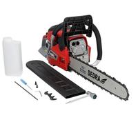 Motosierra de gasolina de 2,4 kW y 58 cm³, riel guía de 18" 45 cm, hasta 12000 rpm, dos tiempos, monocilindro, refrigerado por aire, velocidad de cadena de 25 m/s, para un alto rendimiento y corte