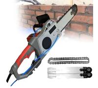 Motosierra de Mano para Cortar Muros Sierra de pared profesional eléctrica de cadena para hormigón, con bomba de agua, 2 cadenas y 2 barras guía, para hormigón, barras de acero y mármol, pro