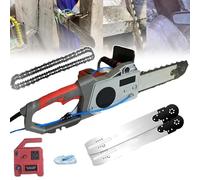 Motosierra de mano para hormigón, sierra eléctrica de 35/48 cm, cortadora de muros con cadena de diamante, con sistema de supresión de polvo con alimentación de agua, 2 cadenas/2 barras guía, para m