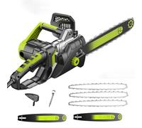 Motosierra Eléctrica 3000W, Motosierra con Cable de 16 Pulgadas con Bloqueo de Seguridad, Tensado sin Herramientas & Lubricación Automática, Incluye 3 Cadenas & 2 Barras Guía, para Corte & Tala