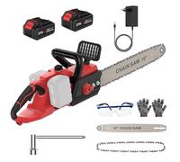 Motosierra eléctrica con batería de 16 pulgadas, 42 V (21 V*2), con 2 baterías de 4000 mAh, motor sin escobillas de 1800 W, lubricación automática de cadena, 40 cm de longitud de espada, para leña y