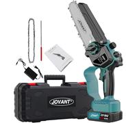 Motosierra eléctrica con batería, JOVANT 6 pulgadas Mini motosierra para cortar árboles, ramas de madera (motosierra de 6 pulgadas + 1 batería)