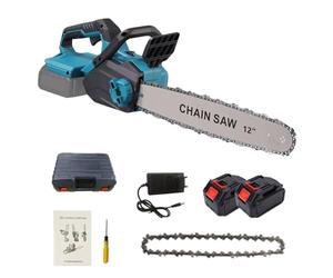 Motosierra eléctrica de 12 pulgadas para batería Makita de 18 V, sin escobillas, para tijeras de jardín, árboles, motosierra con engrasador automático y tensión de cadena sin herramientas, con 2