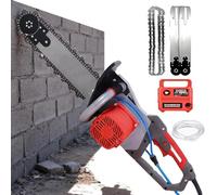 Motosierra EléCtrica Para HormigóN Con Bomba De Agua, 2 Cadenas Y 2 Barras GuíA, Suministro De Agua HúMeda Y EliminacióN De Polvo, Cortadora De Pared Manual Para Barras De Acero Y MáRmol 48cm/18.9in