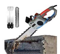 Motosierra eléctrica para hormigón, motosierra de mano sin escobillas con 2 cadenas y 2 barras guía, motosierra para cortar hormigón, cortadora de muros con cadena de diamante(350)