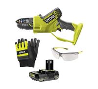 Motosierra eléctrica para podar sin escobillas de 10 cm 18V ONE+™ HP con guantes de motosierra grandes y gafas de seguridad