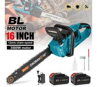 Motosierra eléctrica sin escobillas de 16 pulgadas, herramienta eléctrica inalámbrica para podar y trabajar la madera, cortador de jardín portátil para batería Makita With 2XBattery
