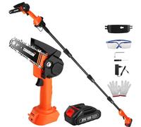 Motosierra Eléctrica Telescópica hasta 2,3m, Podadora de Pértiga con Batería, Mini Motosierra Batería 4000 mAh, 6 Pulgadas Sierra Eléctrica Telescópica para Poda, Cabeza del Motor Orientable a 180°