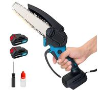 Motosierra inalámbrica con batería mini motosierra inalámbrica con 2 baterías de 3,0 mAh y cargador, 750 W, incluye cadena y aceite para jardinería, corte de madera