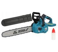 Motosierra inalámbrica de 16", 2 x 18 V, DEDRA, riel guía de 16", doble fuente de alimentación, con freno de seguridad, motor sin escobillas, tensión de cadena sin herramientas, sin batería/cargador