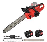 Motosierra inalámbrica de 2000 W, 16 pulgadas, motosierra para batería, lubricación automática, motosierra eléctrica para jardín, tamaño madera, troncos y ramas (rojo)