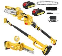 Motosierra Pertiga Electrica, Motosierra Eléctrica, Con Pértiga Telescópica De 2,2 m,Con Motor Sin Escobillas De 1000W, 2 Bateria De 2000 Mah, Adecuada Para Huertos y Jardines
