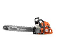 Motosierra profesional de combustión Husqvarna 592XP con barra de 60 cm, 92,7 cm³ de cilindrada y solo 7,4 kg de peso para uso intensivo profesional