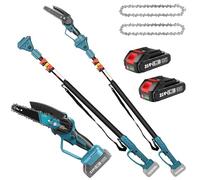 Motosierra telescópica 2 en 1 de 6 pulgadas con barra telescópica, motosierra telescópica de 18 V con 2 baterías, alcance de trabajo de 2,5 m, telescópica eléctrica, podadora para ramas de árboles