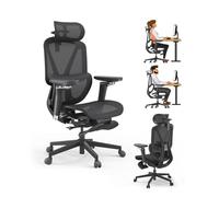 Motostuhl M2-MT - Silla de oficina ergonómica con respaldo alto y gran soporte lumbar elástico adaptable con reposapiés retráctil, reposacabezas 2D, reposabrazos 4D, silla de computadora de malla