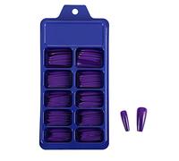 MOTOULAX Juego completo de 100 uñas postizas de bailarina de ataúd de cobertura completa, para arte de uñas acrílicas, 10 tamaños (morado)