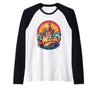 Motown Detroit City Skyline Vintage Inspired 70s Lovers Camiseta Manga Raglan