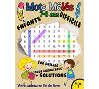 Mots Mêlés Enfants 7 - 8 ans difficile: Vol 1 : 100 grilles 700 mots , GROS CARACTERES , grand format A4 . Solutions en fin de livre + Un cadeau pour vous