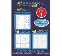 Mots Mêlés, Sudoku, Voyelles Manquantes Puzzles, GROS CARACTÈRES: La Force du Cerveau Vol. 1, 40 Mots Mêlés avec thèmes Animaux, 40 Sudoku, 400 Voyelles Manquantes a completer, cadeau idéal