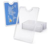 Motswedi 10 piezas Funda Tarjeta Credito, protectores de Tarjetas con Recorte, PVC Plástico Transparente Portatarjetas, para Insignia de Identificació, Tarjetas de Identificación, Metro y Bancarias