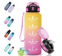 Motswedi Botella Agua, 1.5L Sin BPA, Botella Agua Gimnasio con Pajita, Reutilizable, a Prueba de Fugas, Cantimplora, Gimnasio para Gym, Escuela, Yoga, Camping, Amarillo Rosa