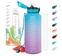 Motswedi Botella Agua 1500ml, Sin BPA, Botella Agua con Pajita, Reutilizable, Botella Agua Gimnasio, a Prueba de Fugas, Botella de Agua, Cantimplora para Gym, Yoga, Oficina, Escuela, Azul Morado