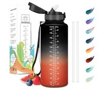Motswedi Botella Agua 1500ml, Sin BPA, Botella Agua con Pajita, Reutilizable, Botella Agua Gimnasio, a Prueba de Fugas, Botella de Agua, Cantimplora para Gym, Yoga, Oficina, Escuela, Negro Rojo