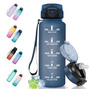 Motswedi Botella Agua, 1500ml Sin BPA, Botella Agua Gimnasio con Pajita, Reutilizable, a Prueba de Fugas, Cantimplora, para Gym, Escuela, Yoga, Camping, Azul Oscuro