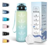 Motswedi Botella agua 500ml, Botella agua Gimnasio, Diseño de Cerradura a Prueba de Fugas, Cantimplora, con Marca de Tiempo, Cantimplora Plastico para Universidad, Oficina, Sport - Escarcha&Cielo