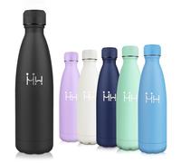 Motswedi Botella Agua Acero Inoxidable, 0.5L Sin BPA, Botella Termica, Mantener 12H Caliente/24 Frío, Cantimplora, Prueba de Fugas, Cantimplora para Niños, Deporte, Oficina, Yoga, Ciclismo, Negro