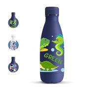 Motswedi Botella Agua Acero Inoxidable, 350 ml Libre de BPA, Cantimplora, 18/8 Acero Inoxidable, Botella, Vacío de Doble Pared, Cantimplora Termica para Escuela, Yoga - Dinosaurio azul oscuro