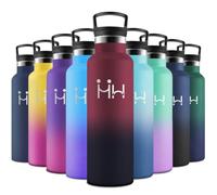 Motswedi Botella Agua acero Inoxidable, 750 ml Libre de BPA, Botella Termica, Con 6 Pajitas y 2 Tapas, Cantimplora, 18/8 Acero Inoxidable, Botellas Isotermica para Camping - Rojo & Negro