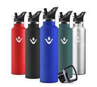 Motswedi Botella Agua acero Inoxidable, 750 ml Libre de BPA, Botella Termica, Con Pajita y 2 Tapas, Cantimplora, 18/8 Acero Inoxidable, Cantimplora Isotermica para Ufficio, Palestra - azul real