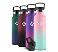 Motswedi Botella Agua acero Inoxidable, 750 ml Libre de BPA, Botella Termica, Con Pajita y 2 Tapas, Cantimplora, 18/8 Acero Inoxidable, Cantimplora Isotermica para Ufficio - Rosa claro&verde claro
