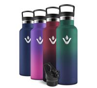 Motswedi Botella Agua acero Inoxidable, 750 ml Libre de BPA, Botella Termica, Con Pajita y 2 Tapas, Cantimplora, 18/8 Acero Inoxidable, Cantimplora Isotermica para Ufficio - verde musgo&azul marino