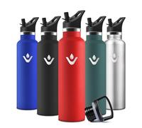 Motswedi Botella Agua acero Inoxidable, 750 ml Libre de BPA, Botella Termica, Con Pajita y 2 Tapas, Cantimplora, 18/8 Acero Inoxidable, Cantimplora Isotermica para Ufficio, Stadio, Palestra - rojo
