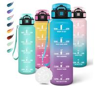Motswedi Botella Agua Gimnasio, 1000ml sin BPA, Botella Agua, Reutilizable, Botella de Agua, con Marcador de Tiempo, Cantimplora, Botella de Agua Deportiva para Oficina, Escuela, Yoga, Azul Violáceo