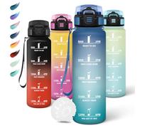 Motswedi Botella Agua Gimnasio, 1000ml sin BPA, Botella Agua, Reutilizable, Botella de Agua, con Marcador de Tiempo, Cantimplora, Botella de Agua Deportiva para Oficina, Escuela, Yoga, Azul Verdoso