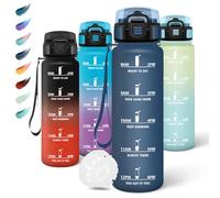 Motswedi Botella Agua Gimnasio, 1000ml sin BPA, Botella Agua, Reutilizable, Botella de Agua, con Marcador de Tiempo, Cantimplora, Botella de Agua Deportiva para Oficina, Escuela, Yoga, Azul Oscuro