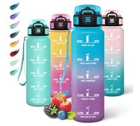 Motswedi Botella Agua Gimnasio, 1000ml sin BPA, Botella Agua, Reutilizable, con Marcador de Tiempo, Cantimplora para Oficina, Escuela, Yoga, Azul Violáceo