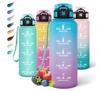 Motswedi Botella Agua Gimnasio, 1500ml sin BPA, Botella Agua, Reutilizable, con Marcador de Tiempo, Cantimplora para Oficina, Escuela, Yoga, Azul Violáceo