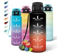 Motswedi Botella Agua Gimnasio, 1500ml sin BPA, Botella Agua, Reutilizable, con Marcador de Tiempo, Cantimplora para Oficina, Escuela, Yoga, Rojo Negro