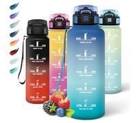 Motswedi Botella Agua Gimnasio, 1500ml sin BPA, Botella Agua, Reutilizable, con Marcador de Tiempo, Cantimplora para Oficina, Escuela, Yoga, Azul Verdoso