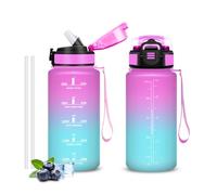 Motswedi Botella Agua, Libre De BPA 500 ml, Citas De Motivación Para Hidratarse, Garrafa Agua, Con Una Pajilla A Prueba De Fugas, Botella Deportiva Rosa & Cian Para La Escuela, Deporte, Ejercicio
