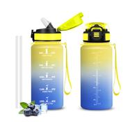 Motswedi Botella Agua, Libre De BPA 500 ml, Citas De Motivación Para Hidratarse, Garrafa Agua, Con Una Pajilla A Prueba De Fugas, Botella Deportiva Amarillo & Azul Para La Escuela, Deporte, Ejercicio