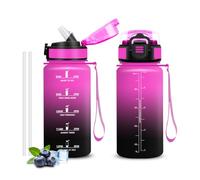 Motswedi Botella Agua, Libre De BPA 500 ml, Citas De Motivación Para Hidratarse, Garrafa Agua, Con Una Pajilla A Prueba De Fugas, Botella Deportiva Morado & Negro Para La Escuela, Deporte, Ejercicio