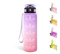 Motswedi Botella Agua Niños, 500ml, a Prueba de Fugas, Cantimplora, Sin BPA, Botella Agua Gimnasio, con Marca de Tiempo, Cantimplora Infantil para Bicicleta, Yoga, Oficina, Violeta Claro & Rosa Claro