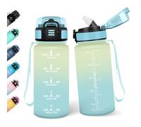 Motswedi Botella Agua Niños, 500ML Con Paja, Cantimplora Infantil, Botella de Agua Motivacional con Marcador de Tiempo, A Prueba de Fugas para Escuela - Escarcha&cielo
