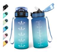 Motswedi Botella Agua Niños, 500ML Con Paja, Cantimplora Infantil, Botella de Agua Motivacional con Marcador de Tiempo, A Prueba de Fugas para Escuela - Verde brillante